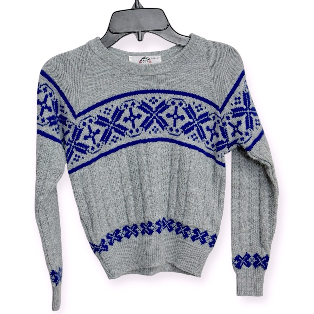 Dr. Denton Boys Vintage Gray and Blue Patterned‎ Women's Sweater S8/10